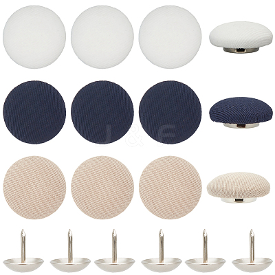 36Pcs 3 Colors Flat Round Cloth Cap Nail Buttons BUTT-CY0001-34-1