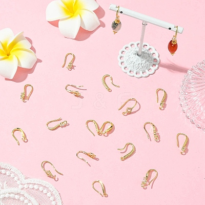18Pcs 9 Styles Brass Micro Pave Clear Cubic Zirconia Earring Hooks ZIRC-CJ0001-29-1
