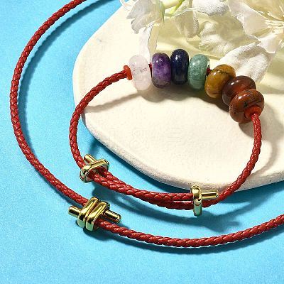 Rondelle Chakra Natural Gemstone Beads Bracelets & Necklaces Sets G-P561-01G-04-1
