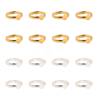 Brass Pad Ring Bases KK-PH0036-10-WH-1