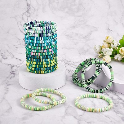 Handmade Polymer Clay Heishi Surfer Stretch Bracelets Set BJEW-SW00099-04-1