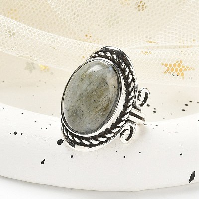 Natural Labradorite Adjustable Rings RJEW-I108-01AS-03-1