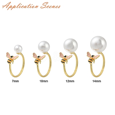 Bees Brass Enamel Cuff Ring Settings KK-K297-04G-1