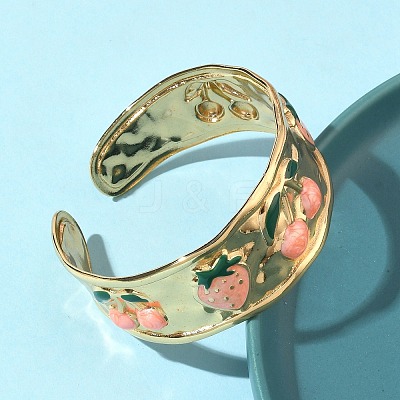304 Stainless Steel Enamel Cuff Bangles for Women BJEW-B159-02G-1