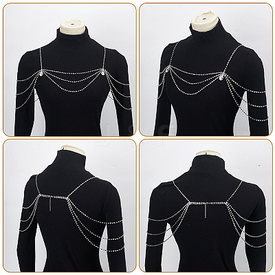 Ally Crystal Rhinestone Multi-Layered Twisted Chain Shoulder Body Chains for Women AJEW-WH0596-745-1