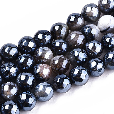 Electroplate Natural Fire Crackle Agate Beads Strands G-T131-54A-1