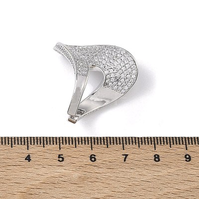 Brass Micro Pave Clear Cubic Zirconia Cuff Open Rings for Women RJEW-L343-15P-1