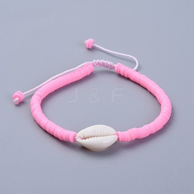 Handmade Polymer Clay Heishi Beads Braided Bracelets BJEW-JB04318-1