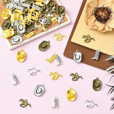 30Pcs 6 Styles Tibetan Style Alloy Pendants FIND-YW0010-52-1