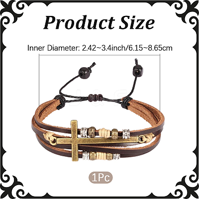 1Pc PU Leather Multi-strand Bracelets BJEW-CL0001-53-1