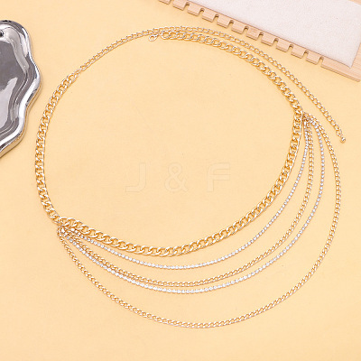 Alloy Crystal Rhinestone Curb Chain Multilayer Waist Belly Chains for Women FS-WGC55BA-01-1