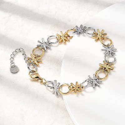 Two Tone 304 Stainless Steel Link Chain Bracelets for Women BJEW-K264-09GP-1