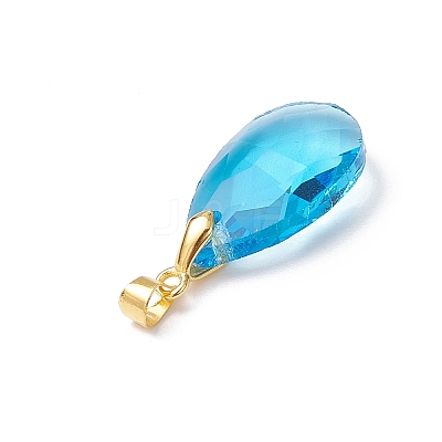 Faceted Teardrop Glass Pendants PALLOY-JF03737-01-1