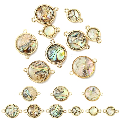 9Pcs 3 Styles Natural Paua Shell Connector Charms KK-YW0003-61-1