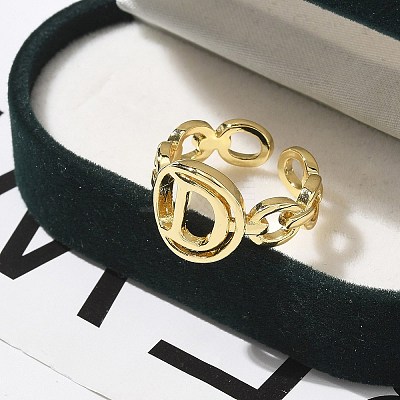 Brass Open Cuff Rings for Women RJEW-K289-01G-D-1