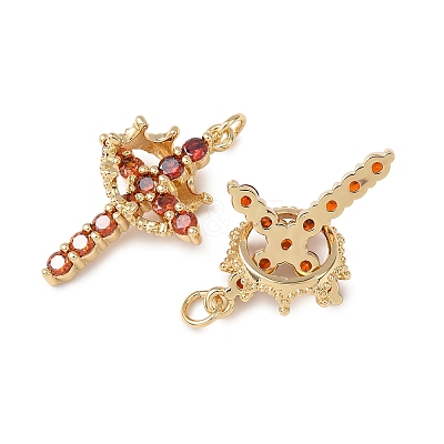 Brass Micro Pave Cubic Zirconia Pendants KK-C143-43A-G-1