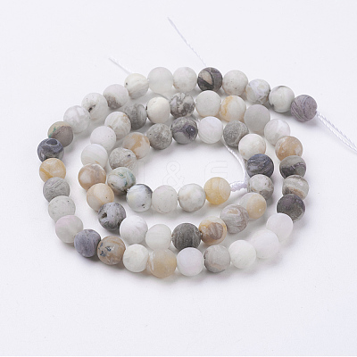 Natural Bamboo Leaf Agate Beads Strands G-J376-13F-6mm-1