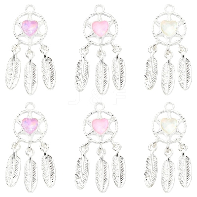 6Pcs 3 Colors Rack Plating Alloy Rhinestones Pendants FIND-YW0011-72-1
