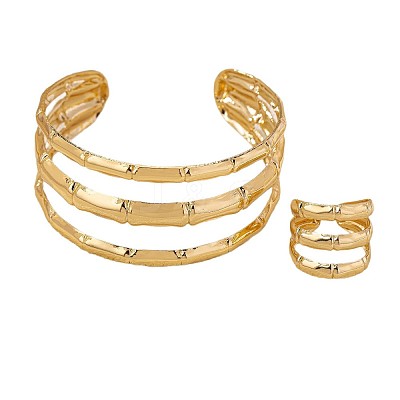 Bamboo Joint Alloy Cuff Bangle & Cuff Rings Sets FS-WG990BE-01-1