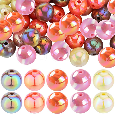 Thanksgiving Day Theme 100Pcs 5 Colors Opaque Acrylic Beads MACR-SP0001-01B-06-1