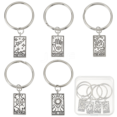 5Pcs 5 Styles Zinc Alloy Pendants Keychains FIND-HY0004-10-1