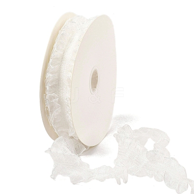 20 Yards Polyester Pleated Elastic Lace Trim SRIB-M015-01C-1