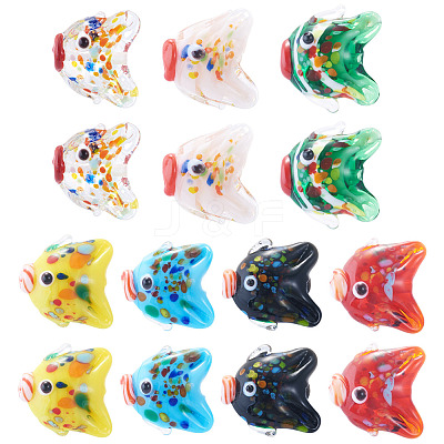 14Pcs 7 Colors Handmade Lampwork Beads LAMP-TA0002-43-1