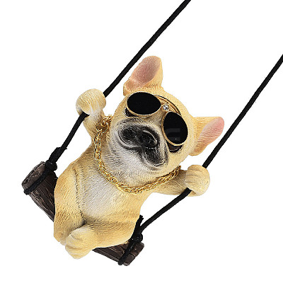 Cute Resin Swinging Bulldog Pendant Decorations HJEW-A010-01A-1