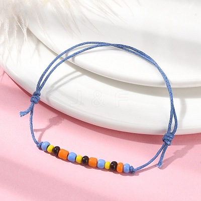 Glass Seed Braided Bead Braclet BJEW-JB09781-1