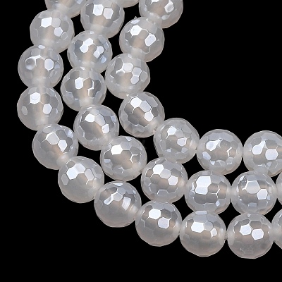 Electroplated Natural Agate Beads Strands G-B191-A07-6mm-20-1