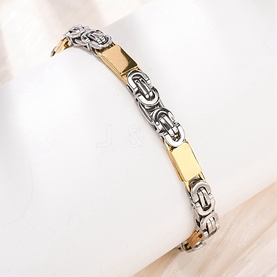 304 Stainless Steel Rectangle Link
Chain & Byzantine Chains Bracelets for Women Men BJEW-F527-08B-GP-1