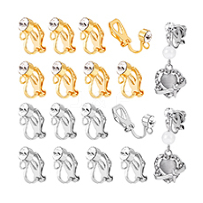 16Pcs 2 Style Brass Clip-on Earring Findings KK-PH0001-84-1
