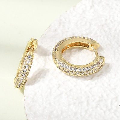 Brass Micro Pave Cubic Zirconia Hoop Earrings KK-CBA8324-24G-04-1