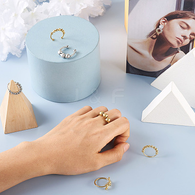 8Pcs 8 Style Brass Rotating Beaded Cuff Rings RJEW-SW0001-01-1