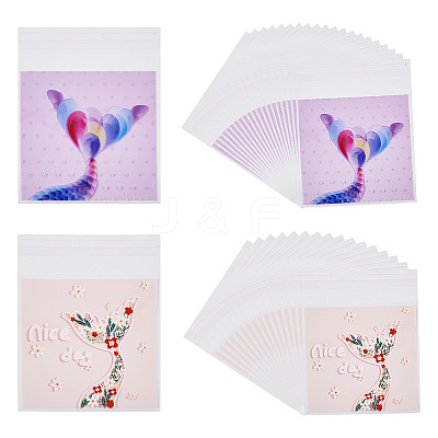 100Pcs 2 Colors Square Plastic Cellophane Self Seal Bags ABAG-TA0001-32-1