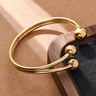 304 Stainless Steel Cuff Bangles BJEW-P310-16G-1