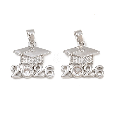 Brass Micro Pave Clear Cubic Zirconia Pendants KK-D223-01P-1