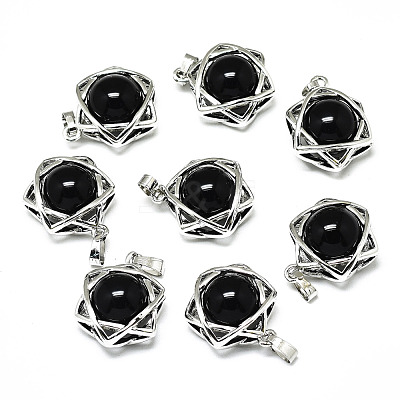 Natural Obsidian Pendants G-R485-01A-1