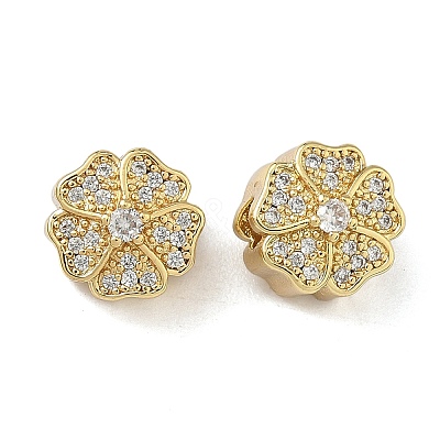 Brass Micro Pave Clear Cubic Zirconia Beads KK-L257-29G-1