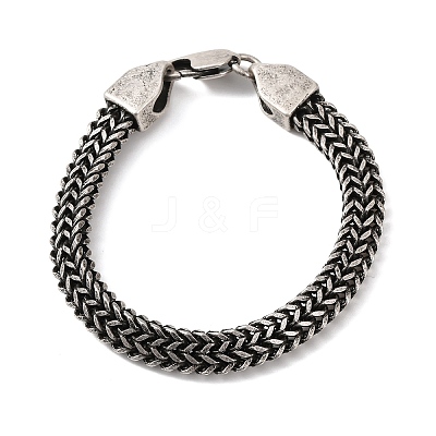 304 Stainless Steel Wheat Chain Bracelets for Women Men BJEW-C148-01AS-1