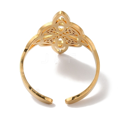 304 Stainless Steel Witch Knot Open Cuff Rings for Women AJEW-U005-01G-1