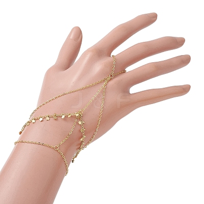 Brass Curb Chains Ring Bracelets BJEW-JB11485-1