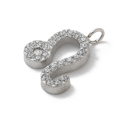 304 Stainless Steel Micro Pave Cubic Zirconia Charms STAS-Z107-09P-09-1