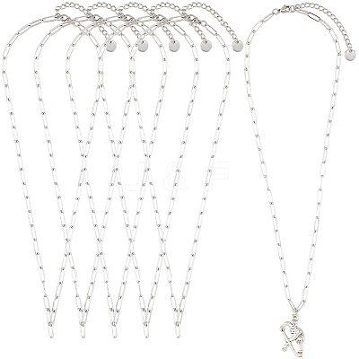6Pcs 304 Stainless Steel Paperclip Chain Necklaces NJEW-SC0001-57A-P-1