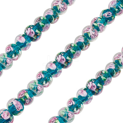 1 Strand Handmade Lampwork Inner Flower Rondelle Beads Strands LAMP-TA0002-72F-1