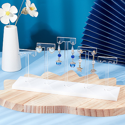 Acrylic T-Bar Earring Display Stands AJEW-WH0304-95B-1