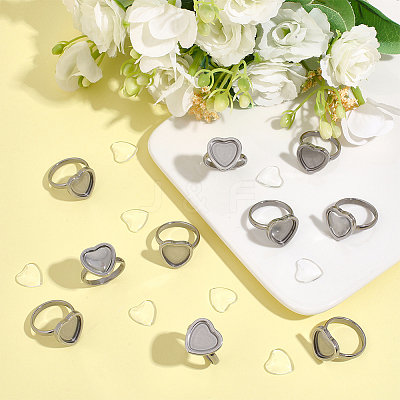 DIY 304 Stainless Steel Heart Finger Rings Making Kits STAS-HY0001-96-1