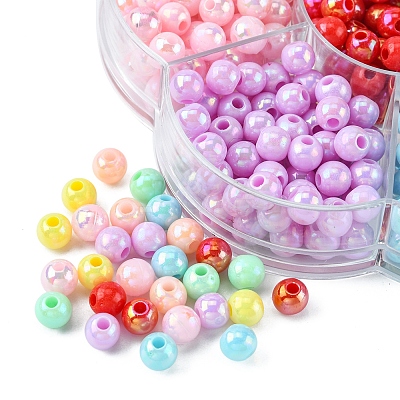 490Pcs 7 Style Opaque Acrylic Beads MACR-YW0002-04-1