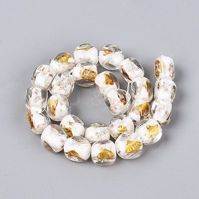 Handmade Gold & Silver Foil Glass Beads FOIL-Q003-01J-1