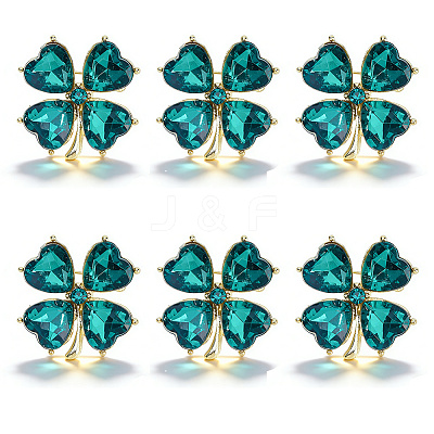 6Pcs Clover Alloy Cat Eye Lapel Pin Backs for Backpack Clothes JEWB-DC0006-43-1